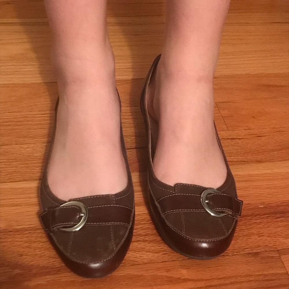 Brown leather flats Dr Scholls 7.5